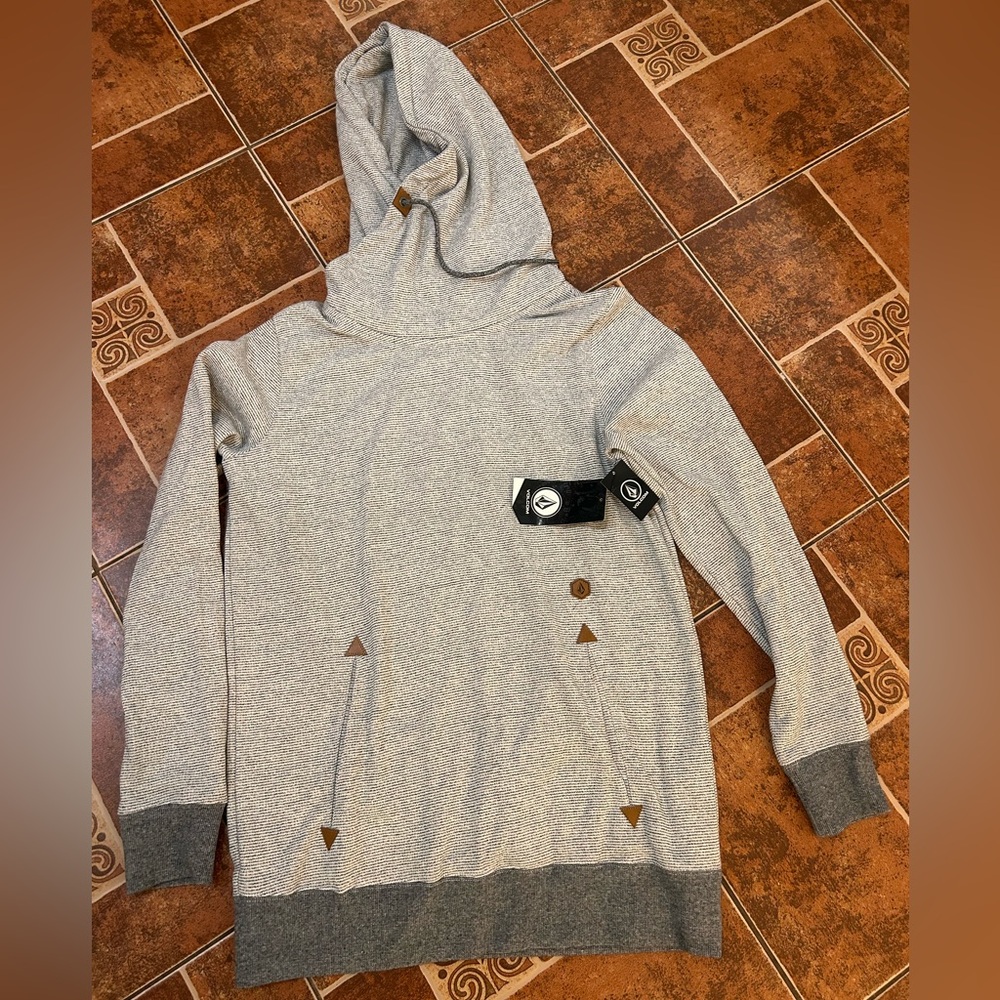 Volcom Striped Gray and Brown Hoodie